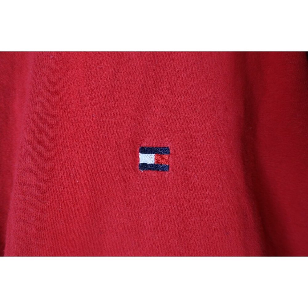 Vintage 90s Tommy Hilfiger Mens Size XL Faded Short Sleeve T-Shirt Red Cotton - Picture 4 of 8